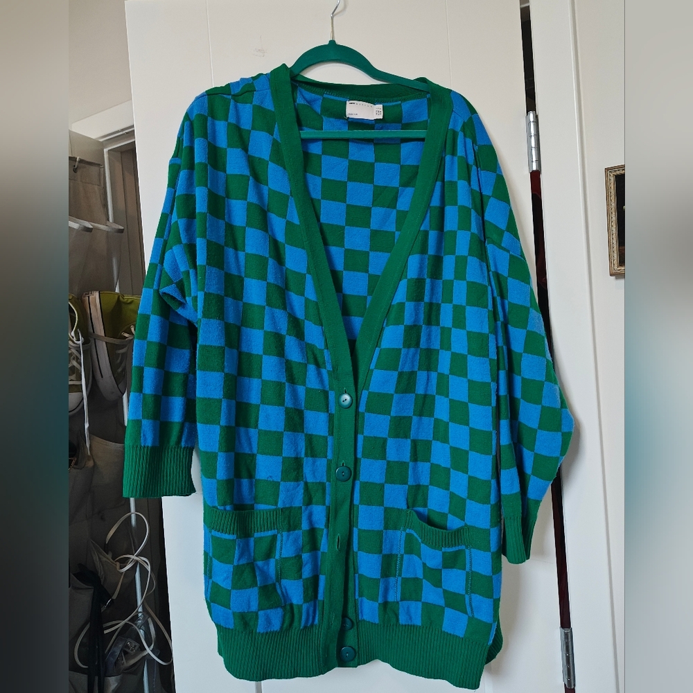 ASOS - Oversized Checkered Cardigan - Size 18